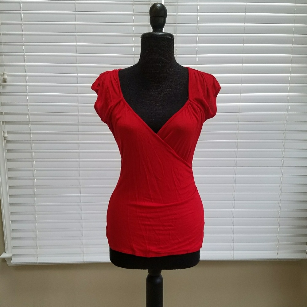 Red hot! Faux wrap top